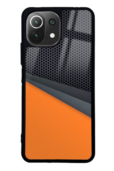 Spoyi حافظة هاتف Xiaomi Mi 11 Lite بتصميم متقاطع باللون البرتقالي اللامع