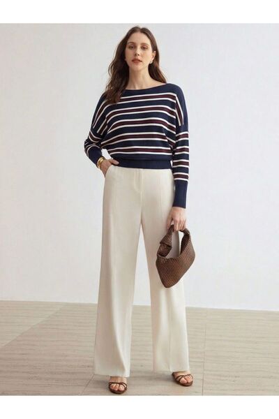 Fanori Woman Women's Striped Boat Neck Sweater