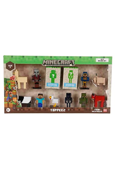 MINECRAFT 3D Toppeez Deluxe 12’li Figür Seti S2 - Kırmızı Mooshroom'Lu Set