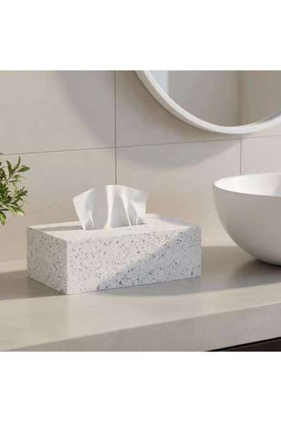 PAN HOME غطاء علبة مناديل تيرازو 27x17x9.3 سم - أبيض