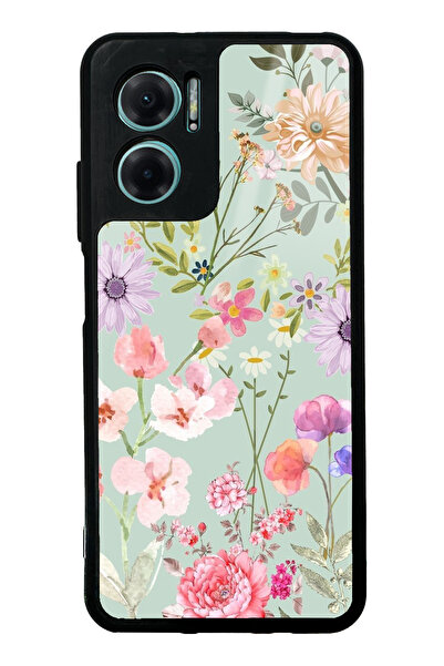 Spoyi Xiaomi Redmi Note 11E Sheer Flora Tasarımlı Glossy Telefon Kılıfı