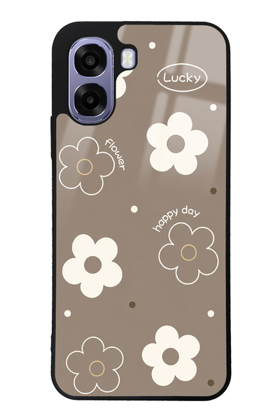 Spoyi Oppo A6T Brown Lucky Happy Day Tasarımlı Glossy Telefon Kılıfı