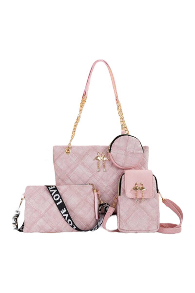 OEM Set of 3 women's bags, pink,