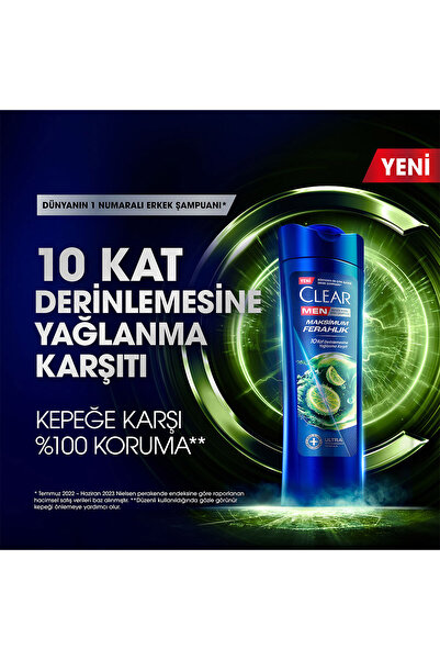 Clear Men Kepeğe Karşı Etkili Şampuan Maksimum Ferahlık 350 ml x4