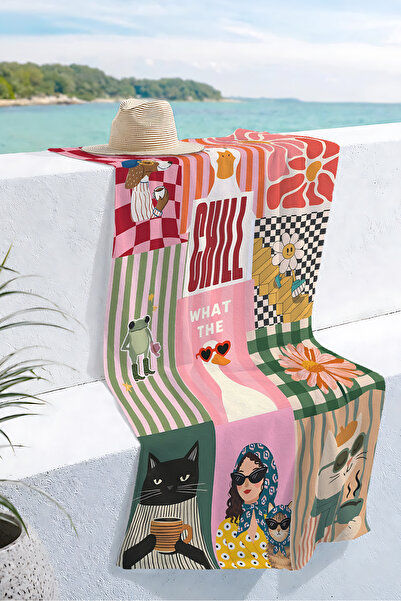 Evimde Bambaşka Prosop de plajă retro cu design patchwork în stil italian - H...