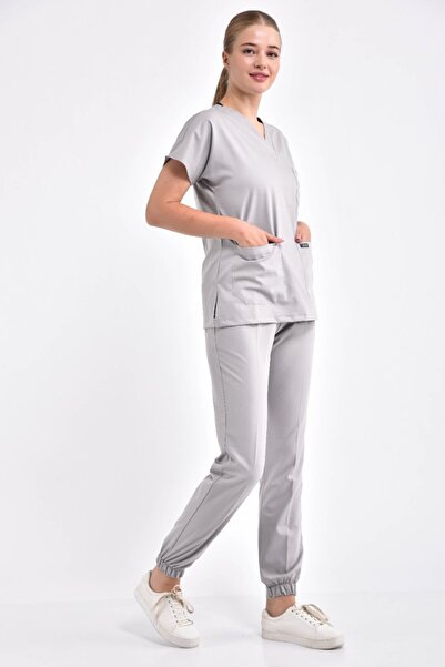 Owlet Medikal Costum chirurgical din Lycra gri deschis cu picior elastic