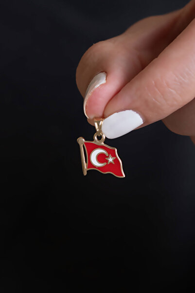 Bayar Gold 14 Ayar Altın Türk Bayrağı Kolye Ucu