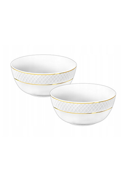 WILMAX ENGLAND Set 2 boluri salată Wilmax Diamond, albe cu margine aurie, 930...