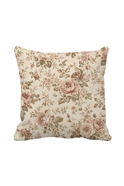 Queen Jera Husă de pernă decorativă cu model de trandafiri vintage, 43x43 cm,...