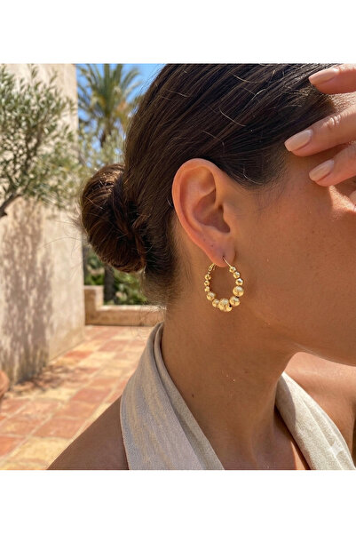 SoulSisco Jewellery Gold Simli Dorika Halka Küpe