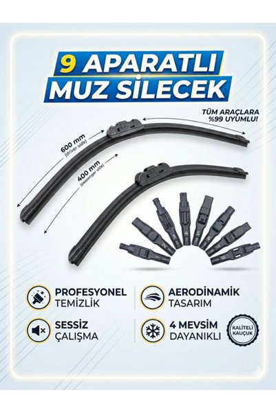 benmax Universal 9 Aparatlı Silecek – Tüm Araçlara Uyumlu Esnek Cam Sileceği ...