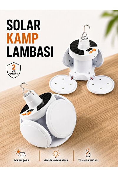 Marsilyan Kamp Lambası Işıldak Beyaz Işık Güneş Enerjili Solar Aydınlatma 5 K...