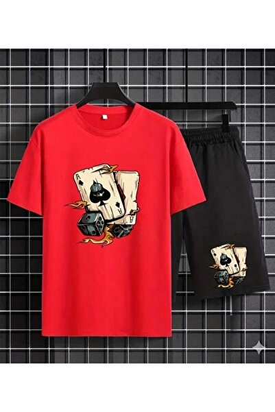 Gutsy T-Shirt Shorts 2-Piece Combination Thin Summer Dice Printed Women's / M...