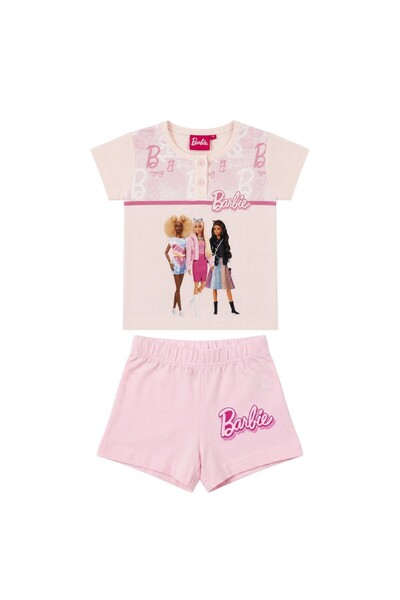 Barbie Pijamale copii, mânecă scurtă, 100% bumbac, roz, Hero,