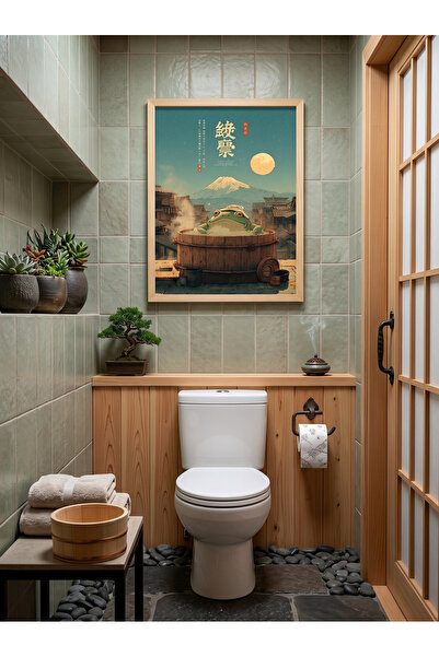 Creatick Design Banyo Tuvalet Duvar Tablosu Duvar Dekoru Doğal Ham Ahşap Çerç...