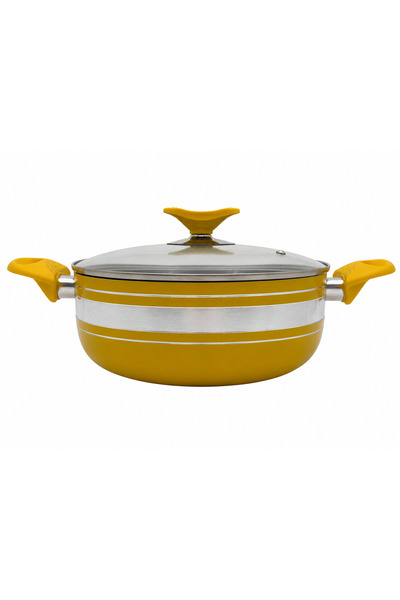 BRANDLESS Oală antiaderentă Tefalco 24cm cu capac sticlă, galbenă
