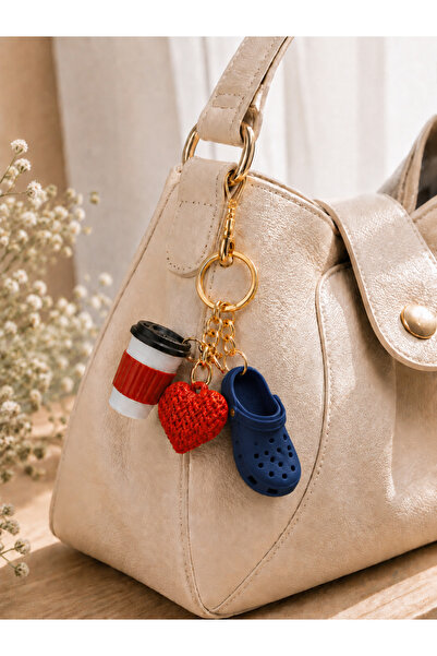 Eyiser Store 3-Piece Coffee, Heart, and Slipper Bag Charm and Keychain Set - ...
