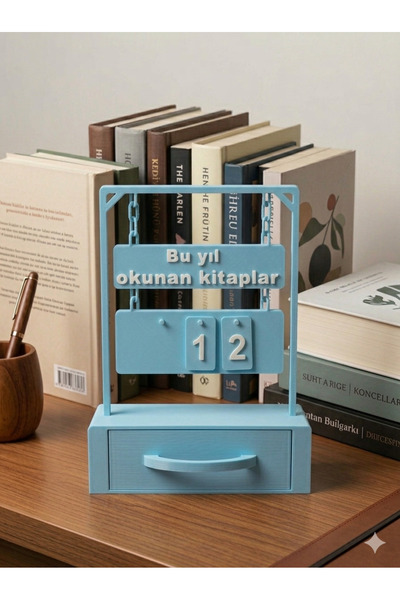 E&TDESING Dekoratif Kitap Okuma Sayacı Kitaplık Aksesuarı Hediyelik Obje