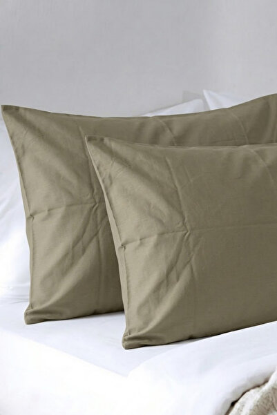 Goshıkı 100% Cotton Plain Green Color 2-Piece Pillowcase
