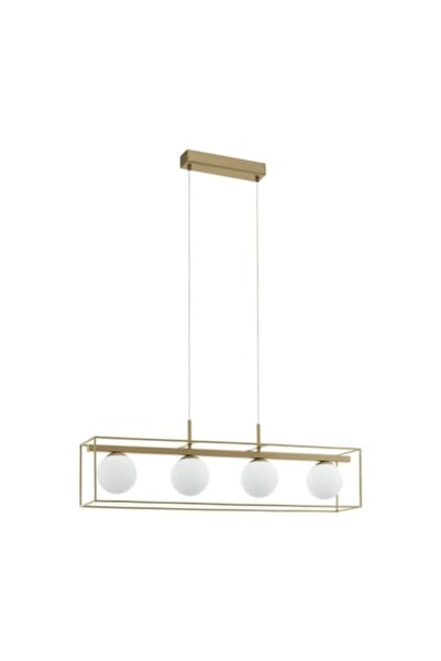 Cojom Candelabru Darla 4AUAB, metal auriu, abajururi din sticlă albă mată, 4XE27