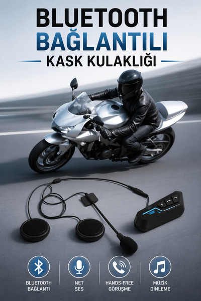 Lutesya Kask Kulaklığı Motosiklet Intercom Interkom Dinleme Konuşma Özellikli Su Geçirmez