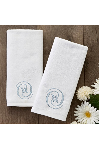Ursa V Letter Embroidered Decorative Kitchen and Bathroom Towel 2 Pieces 30X50