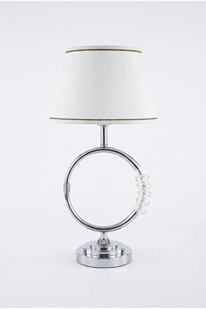 LUMINZO Quart Silver Luxury Series White Headboard Round Stone Detailed Desig...