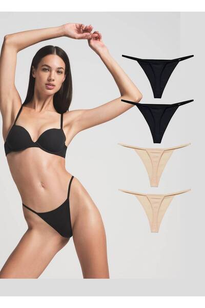 GECKO COLLECTION Gecko Ip Lastikli Kadın String Tanga 4 Adet
