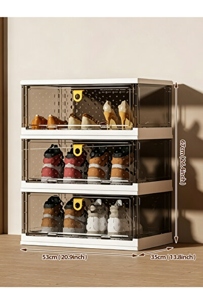 Vitakit Foldable Magnetic Shoe Boxes, Thick Transparent Multi-layer Household...