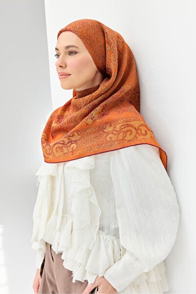 Silk Home وشاح مونار بنقوش عرقية برتقالية 90x90