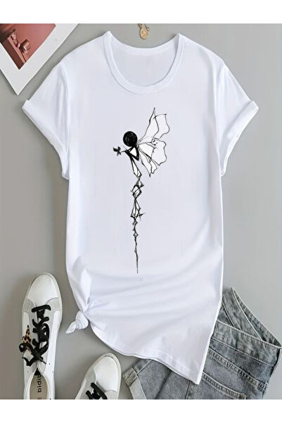 COZYWEAR Artistic Printed White Oversize T-Shirt
