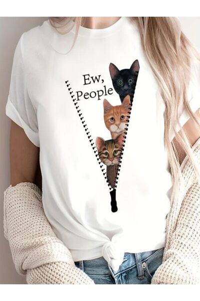 COZYWEAR Ew People Printed Women's Oversize T-Shirt