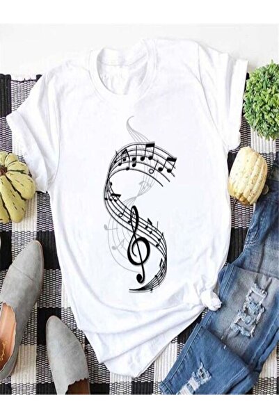 COZYWEAR Music Themed Printed White T-Shirt