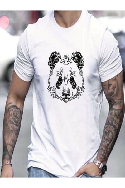 vorena Men's Printed White T-Shirt