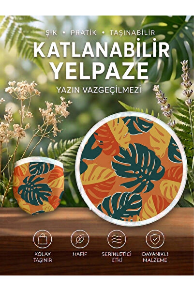 Premium Yuvarlak Katlanabilir Çantalı Popüler Yelpaze | 7 Farklı Desen