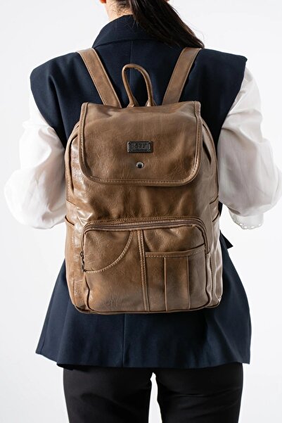 Honorius Women's Washed Leather Quality Backpack Mink