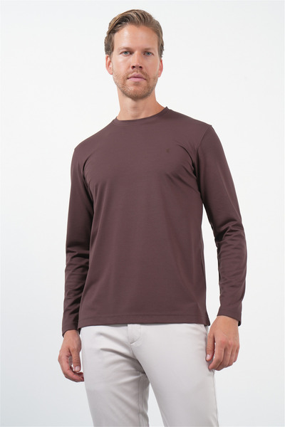 İmza Brown Crew Neck Long Sleeve Knitted Standard Fit Stretchy Sweatshirt 101...