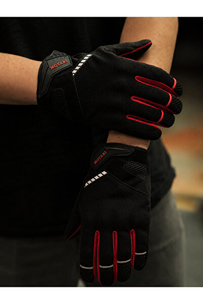 MOTARİ Urban Red Motorcycle Gloves