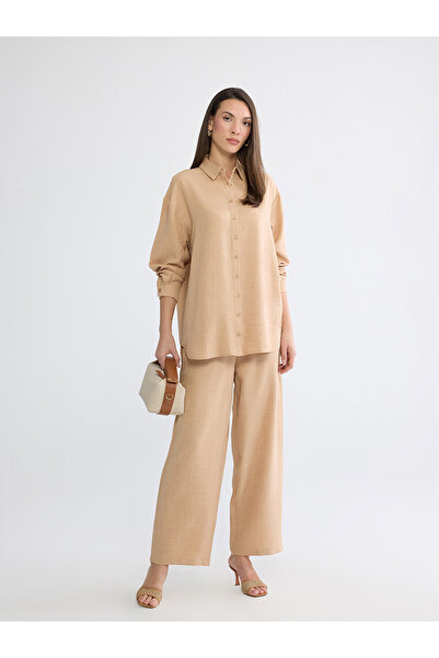 LC Waikiki Peak New Season Elastic Waist Wide Leg Women's Trousers