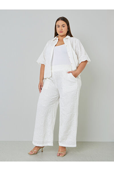 Styli Plus Size Embroidered Pants with Side Pocket