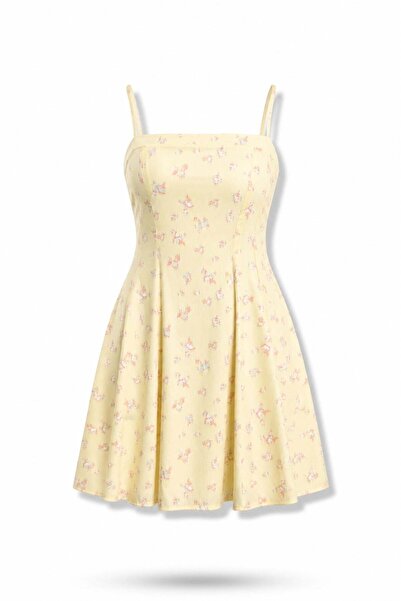 5in1Canpolat Rochie mini cu imprimeu floral galben 111728