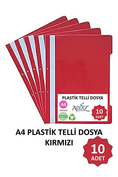 Akraz Art Design Telli Dosya Plastik A4 Poşet Dosyalara Uyumlu 10 lu ekonomik...