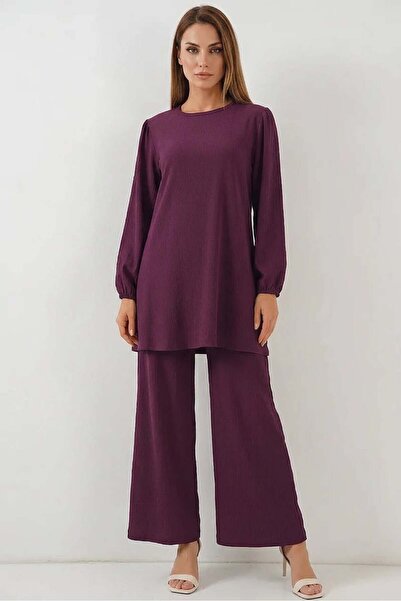 ALFA AKSESUAR 03 Women's Round Neck Long Sleeve Purple Suit