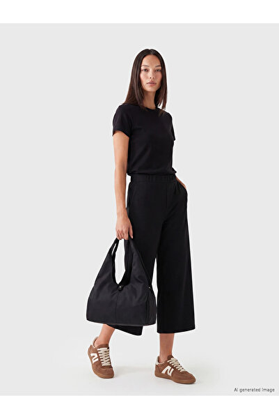 LC Waikiki Black Elastic Waist Soft Touch Women's Capri