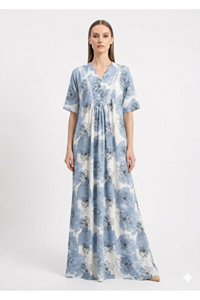 Noom Nightwear Women's Soft Floral Print Long Nightgown with Short Sleeves – ...