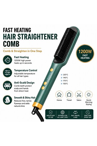 AB Wakeel Hair Straightener Brush Fast Heating Electric Hot Comb Temperature ...