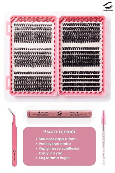 Master Lashes 580'li Takma Kirpik Seti Yapıştırıcı, Sabitleyici, Cımbız, Kaş ...