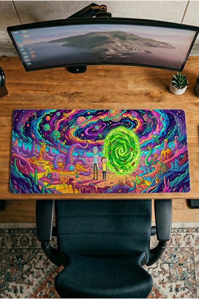 Halura Rick And Morty 30x70 Desenli Dijital Baskılı Oyuncu Mousepad XXL Kayma...