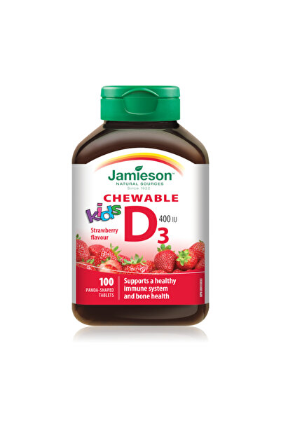 Jamieson Vitamina D 400 UI pentru copii, căpșuni, Jamieson, 100 comprimate ma...