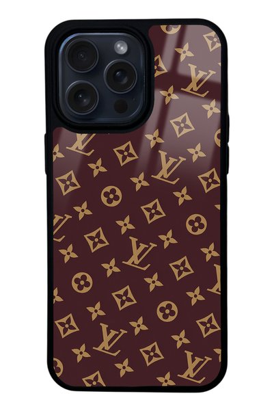 Spoyi iPhone 15 Pro Max Red Lv Design Glossy Phone Case